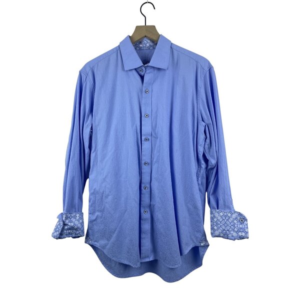 Robert Graham Other - Robert Graham Men's Large Classic Fit Contrast Cuff Button Up Shirt Light Blue